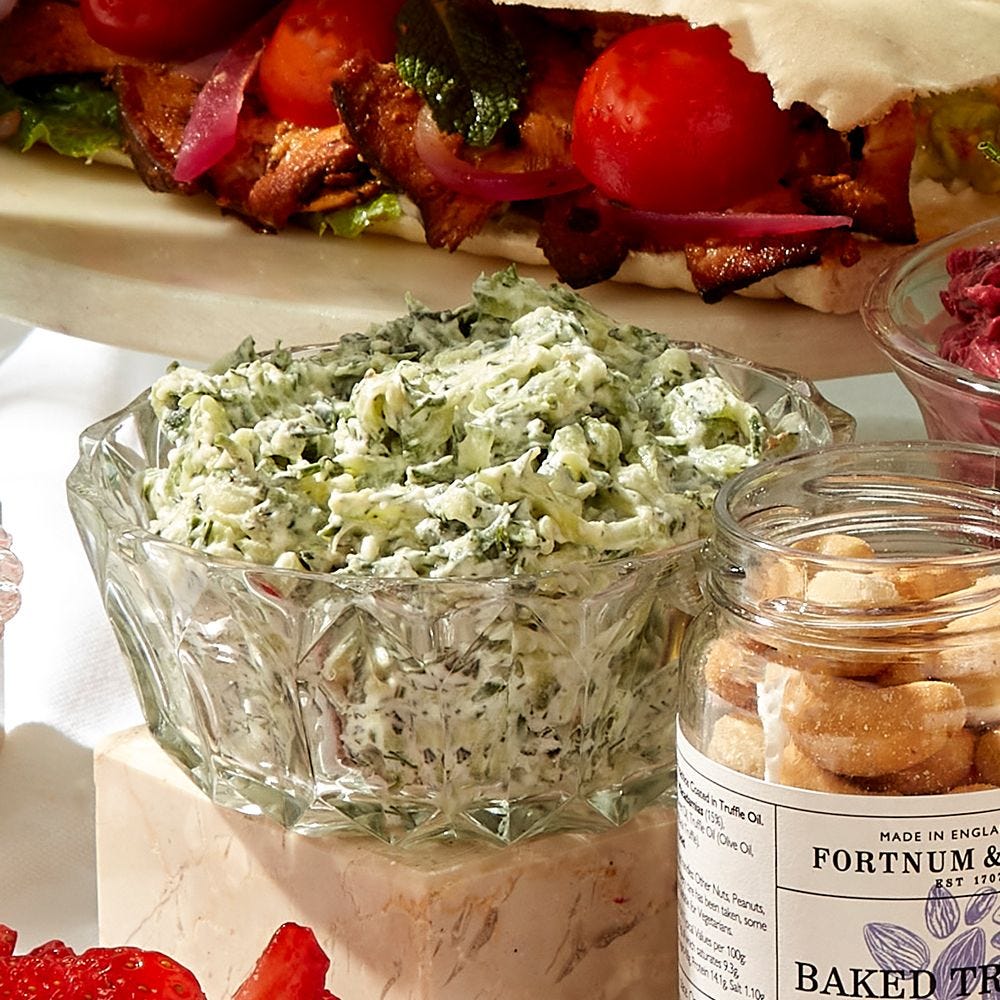 Coconut tzatziki vegan dip made with coconut yoghurt, UK version