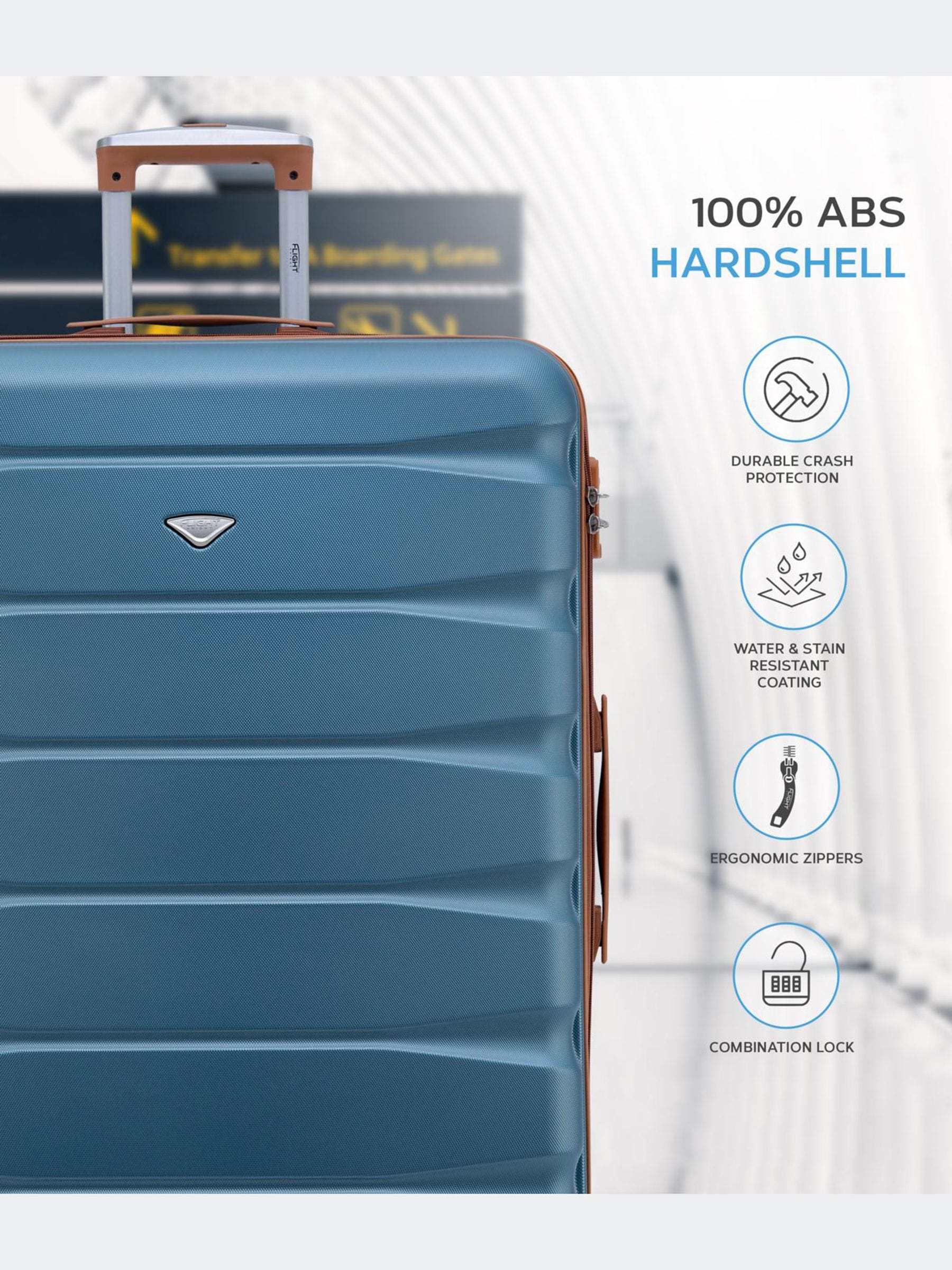 Flight Knight 2-piece hardcase suitcase set blue/tan, UK version