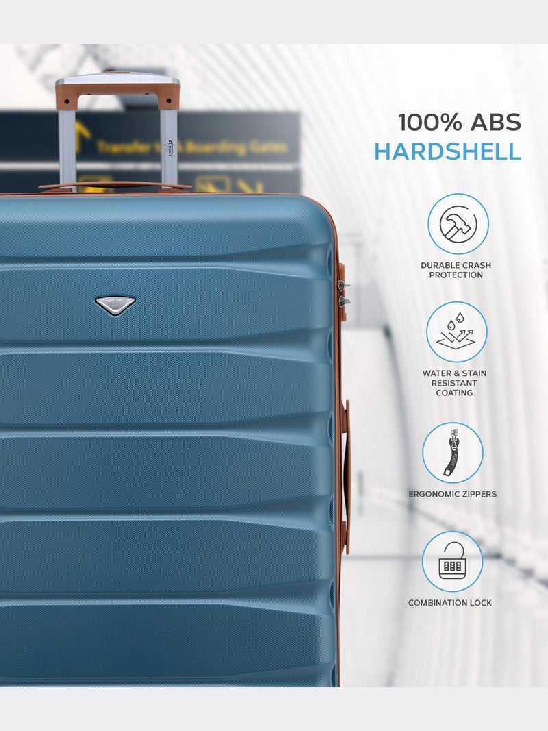 Flight Knight 2-piece hardcase suitcase set blue/tan, UK version