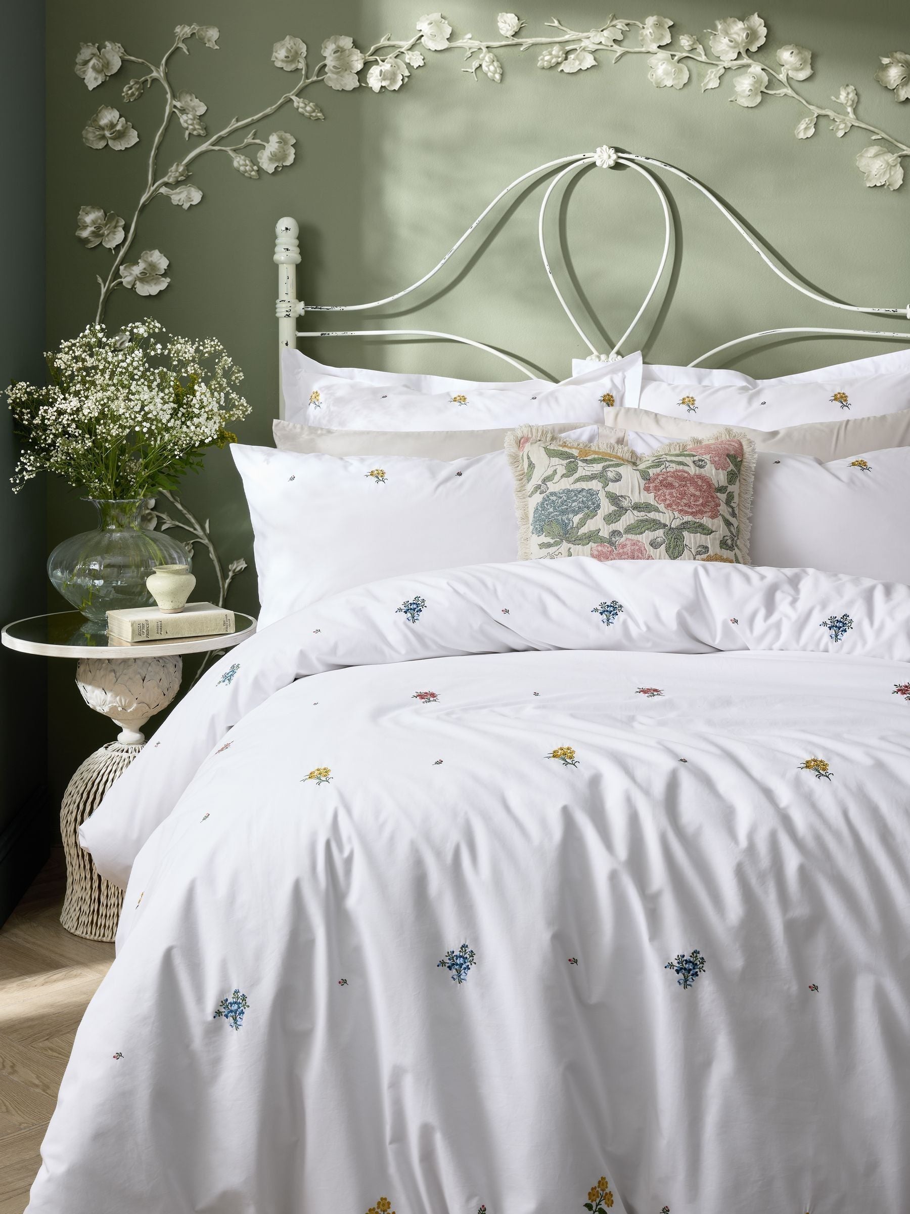Historic Royal Palaces white embroidered pillowcases, imported from the UK