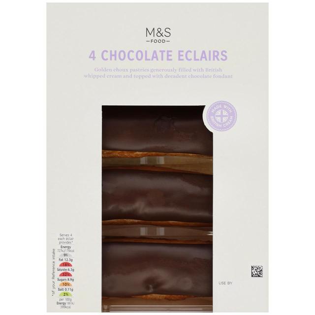 M&S 4 Chocolate Eclairs   175g GOODS M&S   