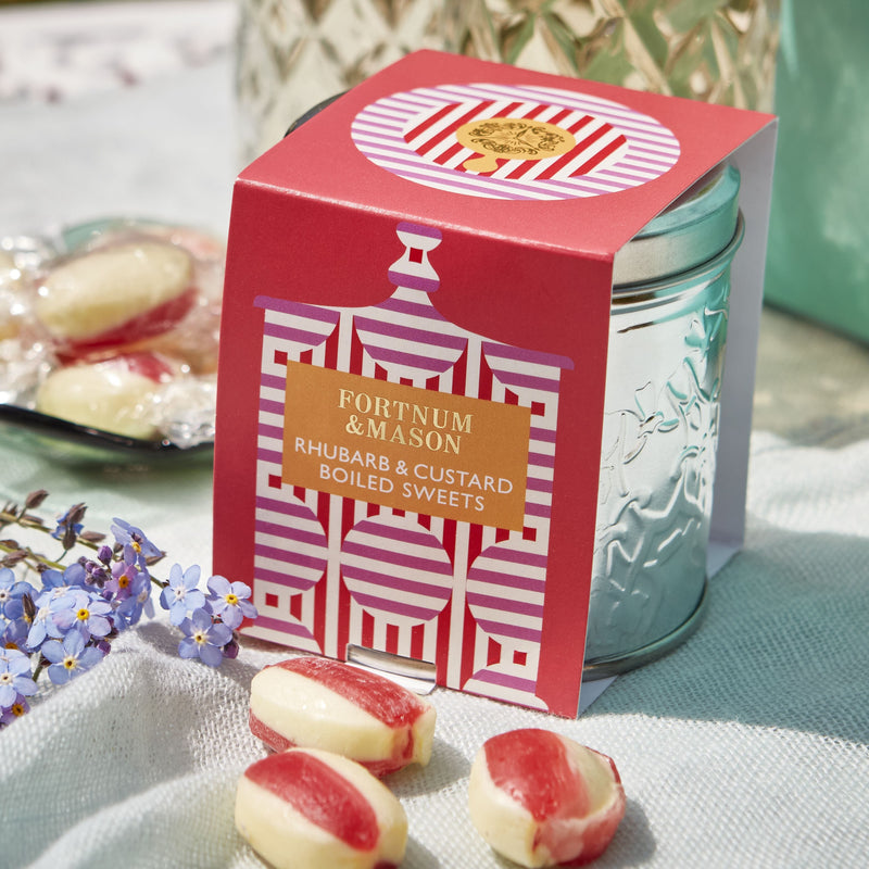 Fortnum & Mason rhubarb and custard sweets 120g, imported from the UK