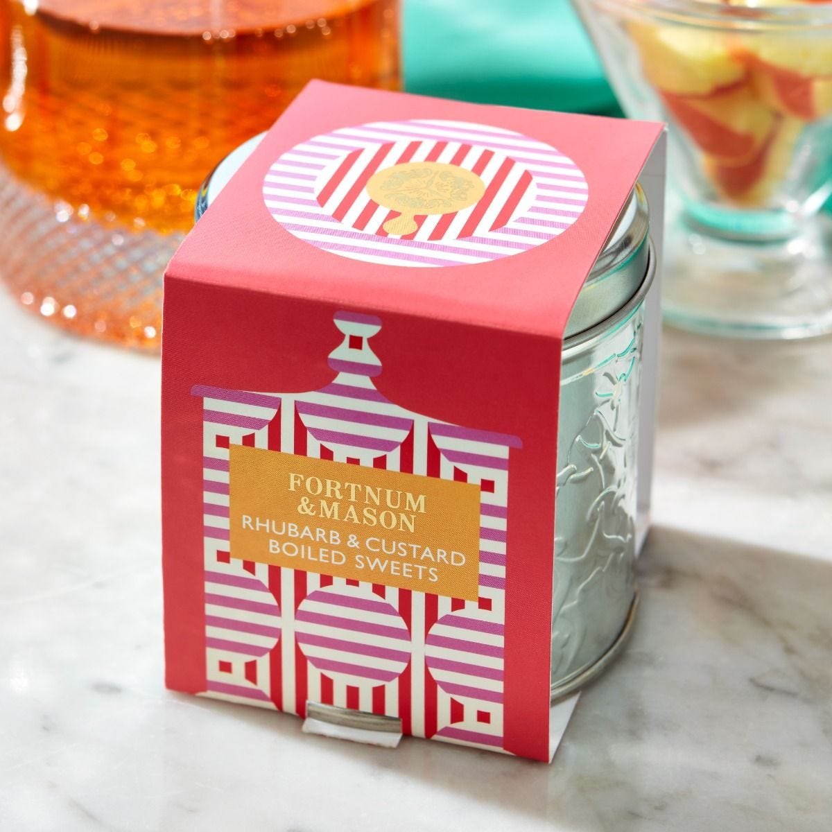 Fortnum & Mason rhubarb and custard sweets 120g, imported from the UK