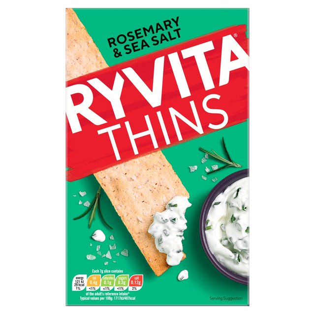 Ryvita Thins Rosemary & Sea Salt Flatbread Crackers   125g