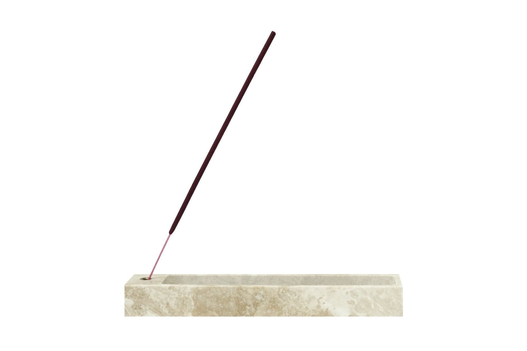 MONTROI travertine incense holder with deep ash cavity - British product
