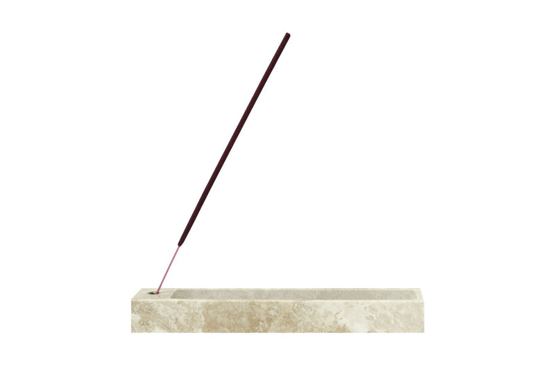 MONTROI travertine incense holder with deep ash cavity - British product