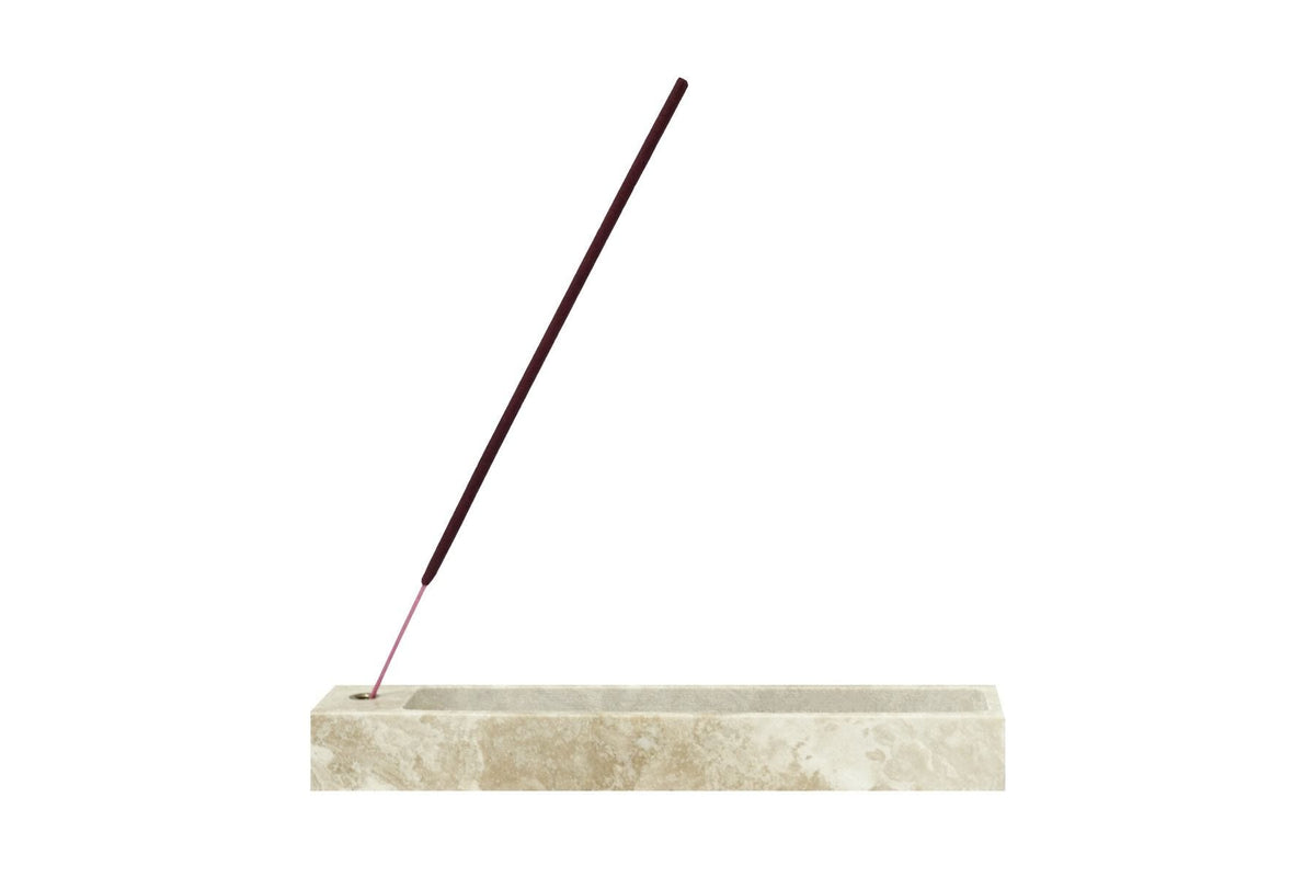 MONTROI travertine incense holder with deep ash cavity - British product