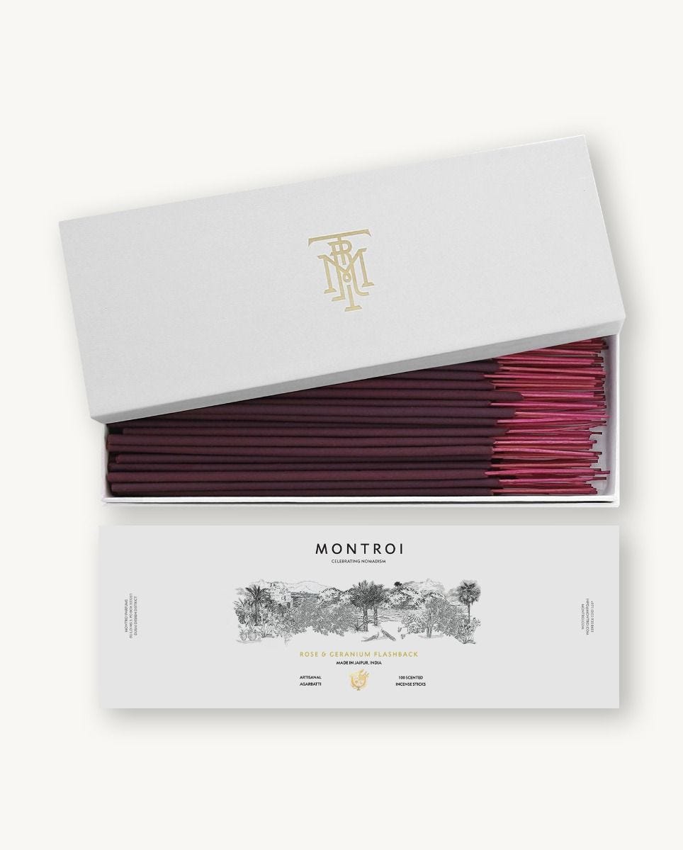 MONTROI Rose & Geranium incense sticks 100 pack - British product