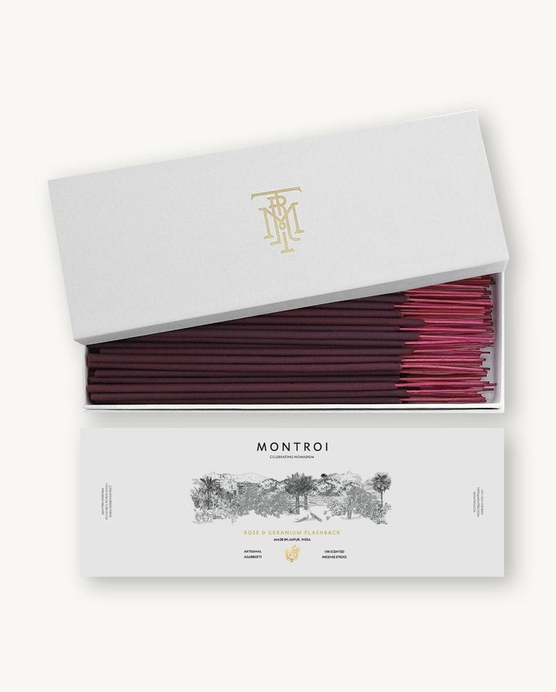 MONTROI Rose & Geranium incense sticks 100 pack - British product