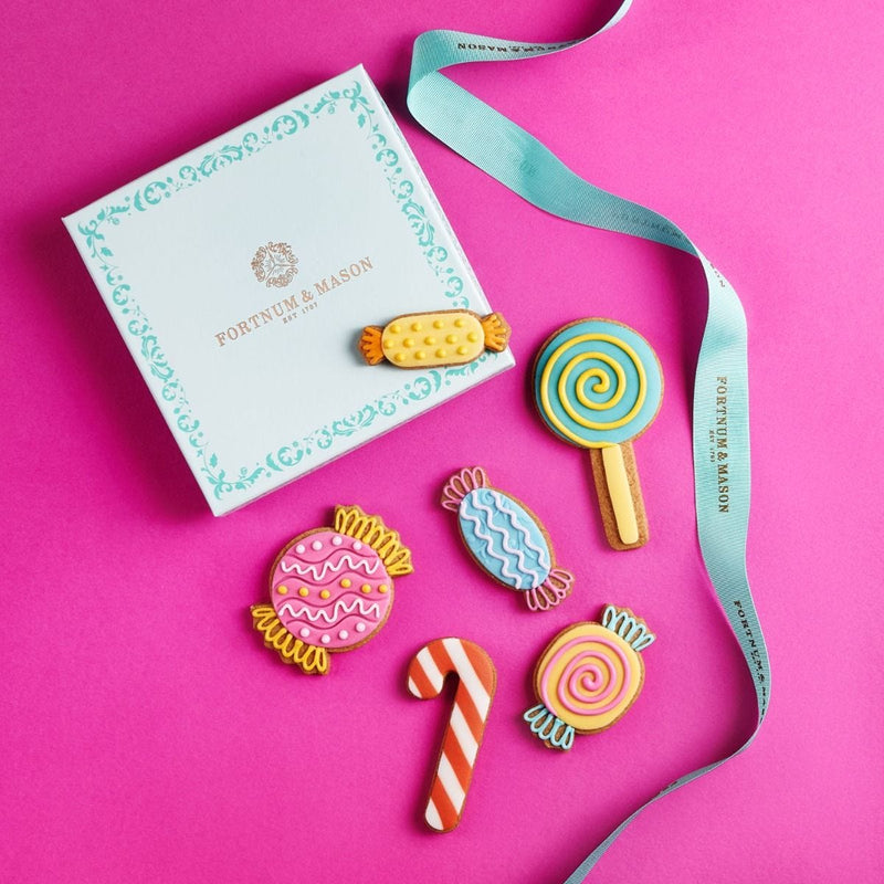 Sweet Treats iced biscuits with hand-piped candy designs, British product