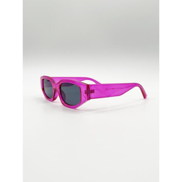 SVNX angular sunglasses hot pink black lenses, UK version
