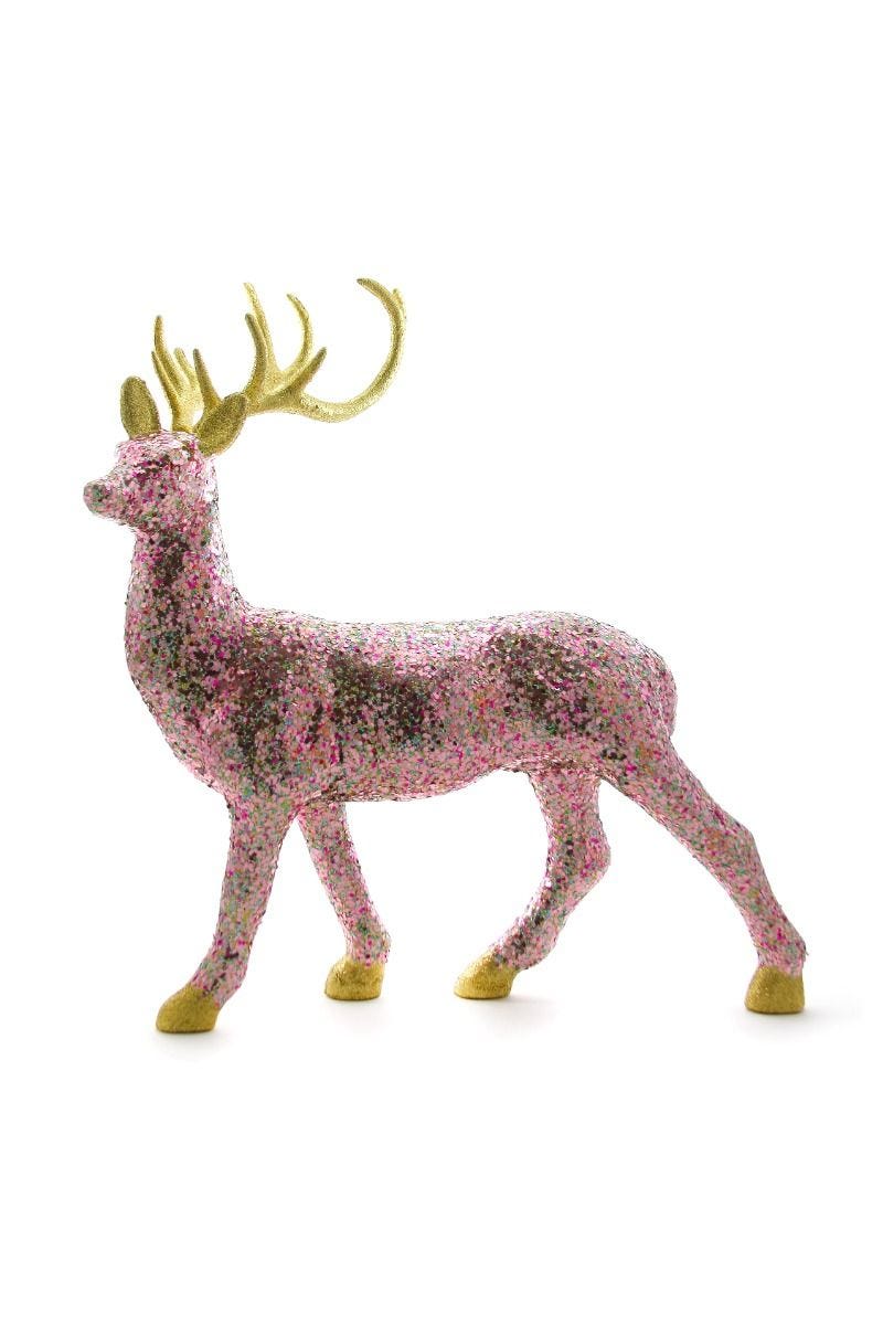 Glitter standing deer decoration 46cm for Christmas (British brand)