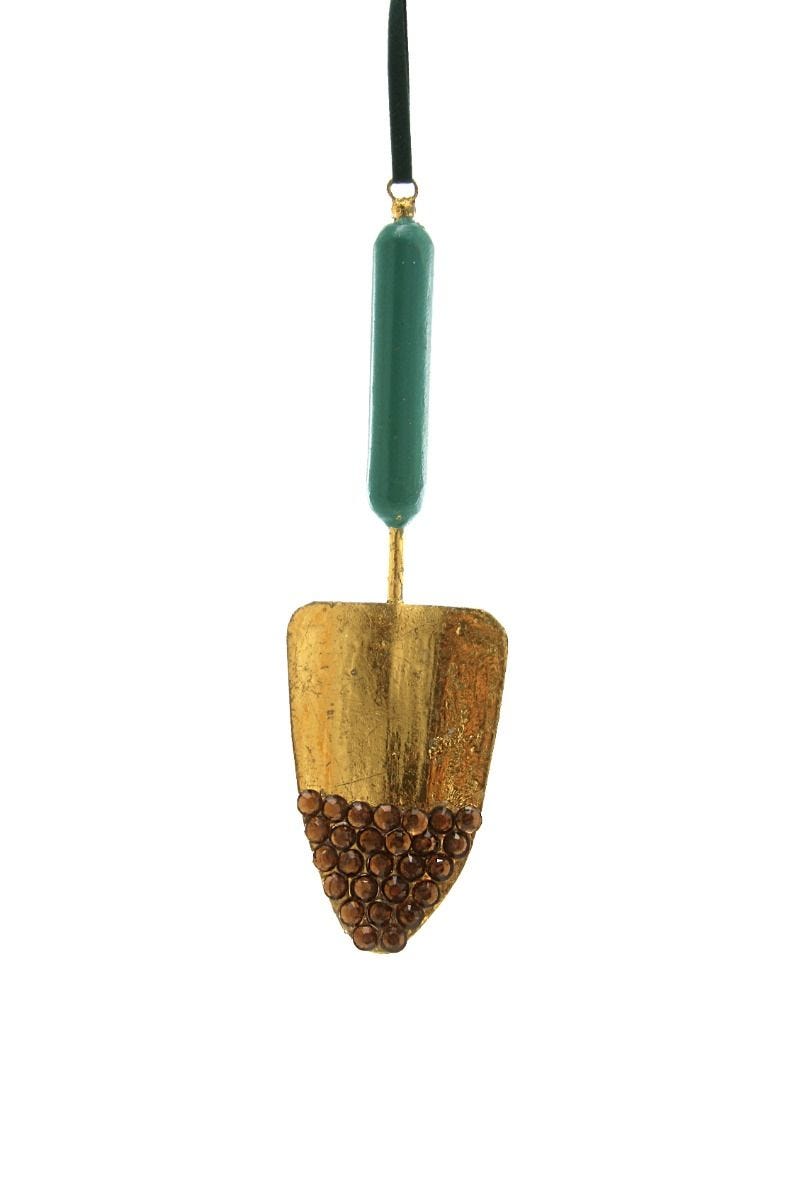 Jewelled trowel Christmas ornament with gem details, imported from the UK