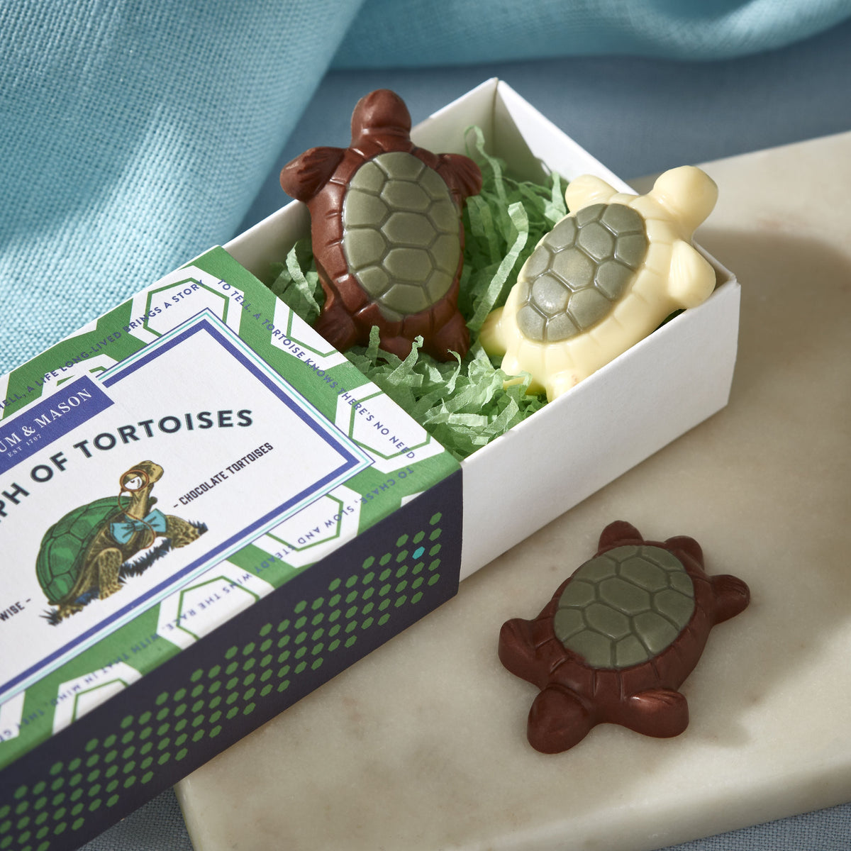 A Triumph of Chocolate tortoises matchbox 25g, UK version