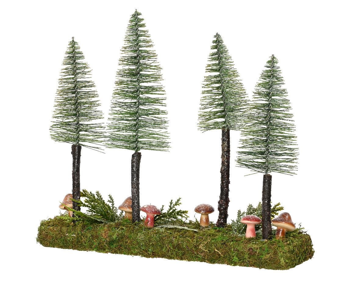 Christmas table ornament with mushrooms and fir trees, UK version