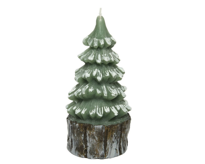 Large snowy pine tree candle 17cm, imported from the UK