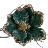 Blue velvet magnolia Christmas decoration 25cm with clip - British product