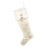 White embellished fur Christmas stocking, UK version