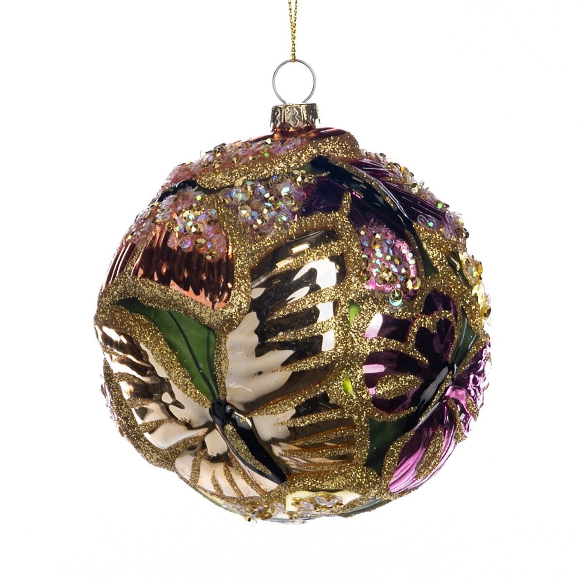 Purple butterfly glass bauble 12.5cm, UK version