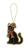 Fortnum & Mason black cat embroidered Christmas decoration - British product