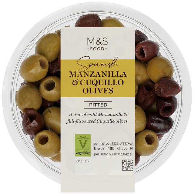 M&S Pitted Spanish Manzanilla & Cuquillo Olives   252g GOODS M&S   