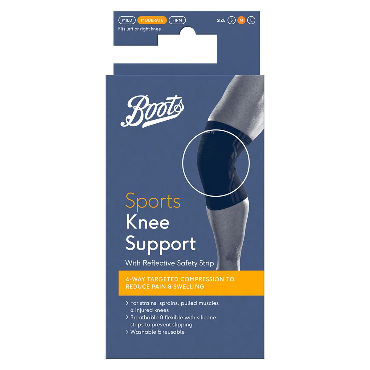 Boots Sports Knee Support with Reflective Safety Strip - Medium GOODS Boots   