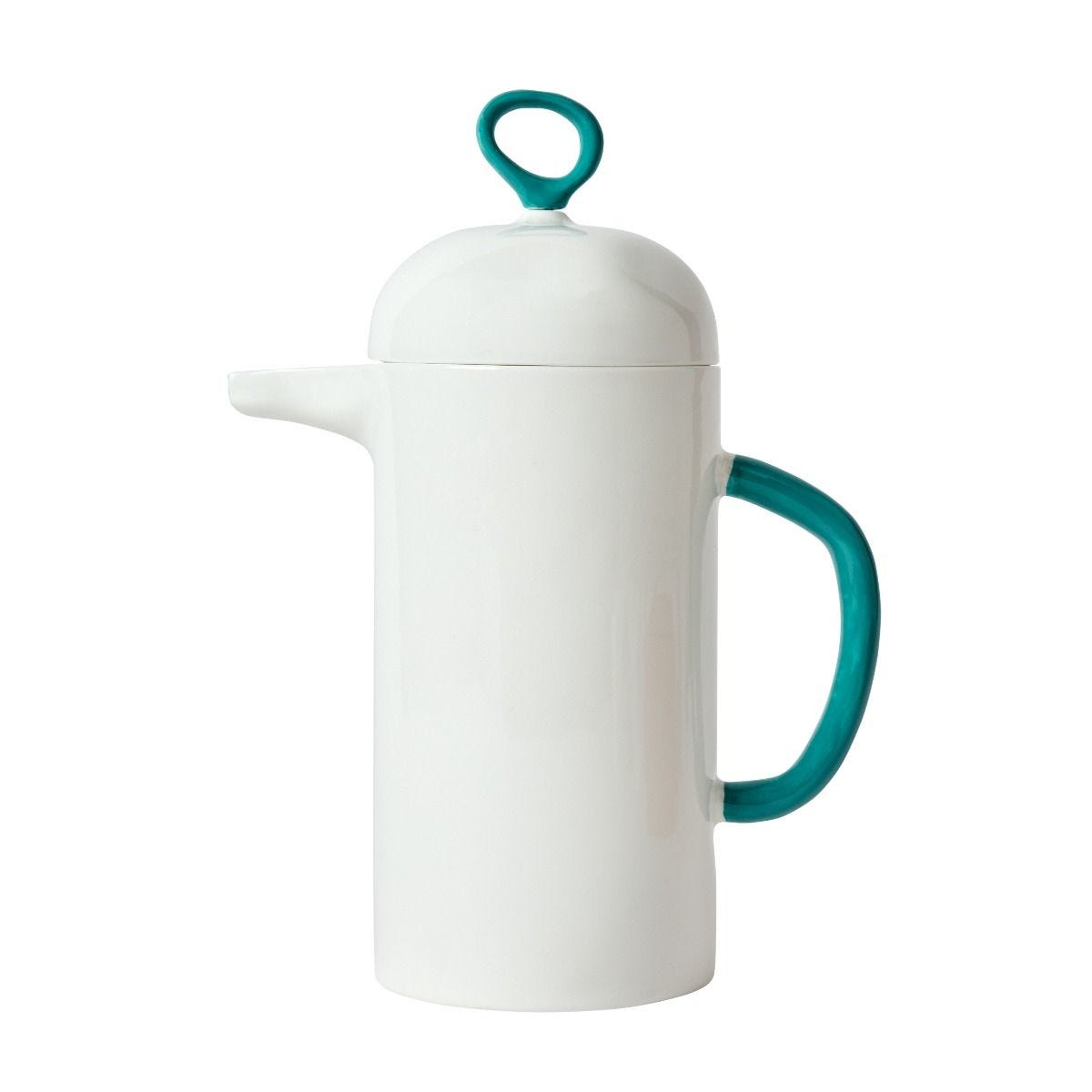 Feldspar teal cafetière, handmade in Devon, UK version