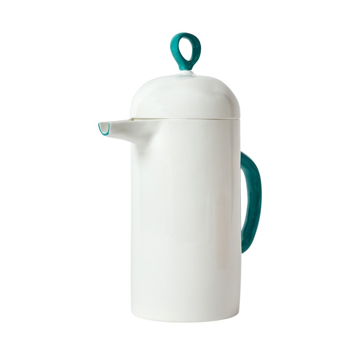 Feldspar teal cafetière, handmade in Devon, UK version