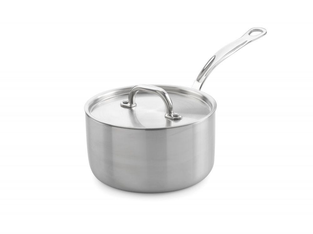 Samuel Groves stainless steel tri-ply saucepan with lid 20cm, UK version
