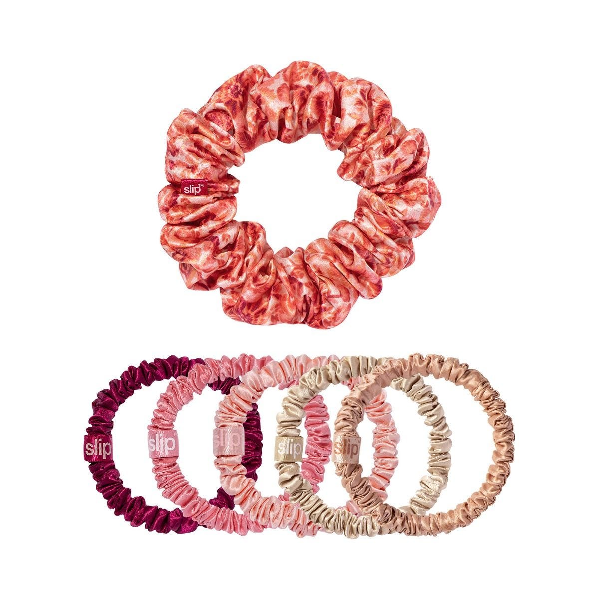 Slip silk Flora Scrunchie Pack in pink shades (British brand)