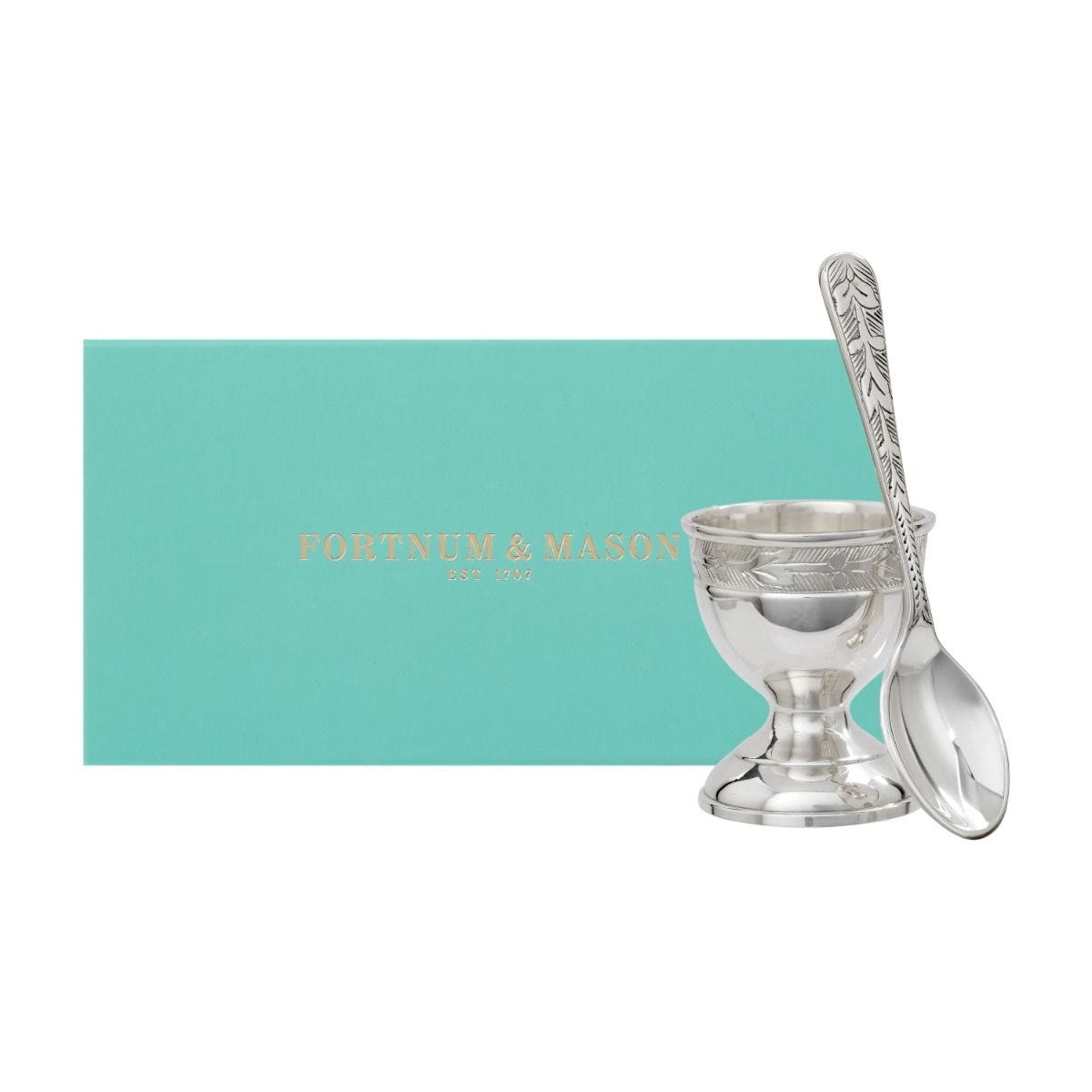 Fortnum's silver plated egg cup and spoon set, UK version