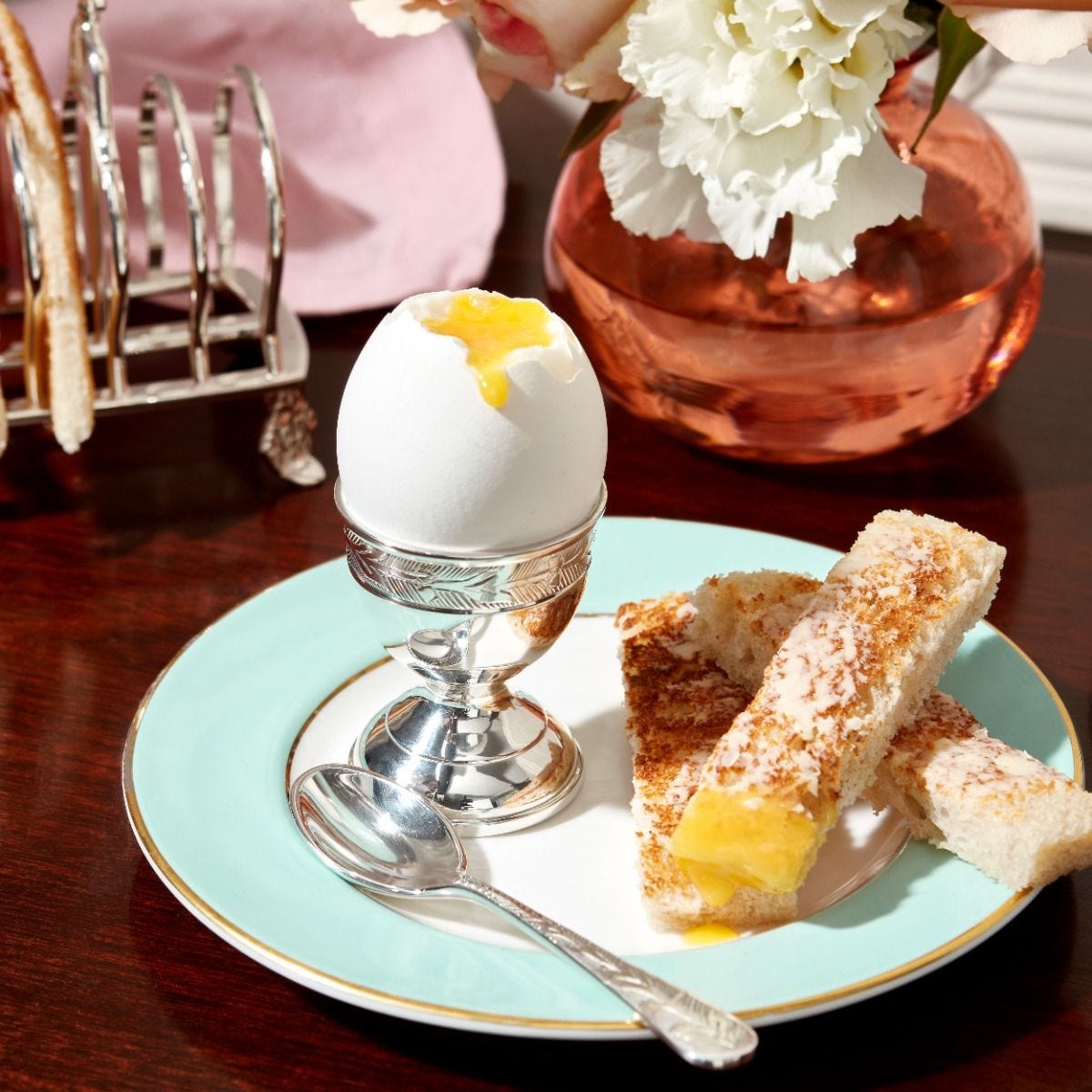 Fortnum's silver plated egg cup and spoon set, UK version