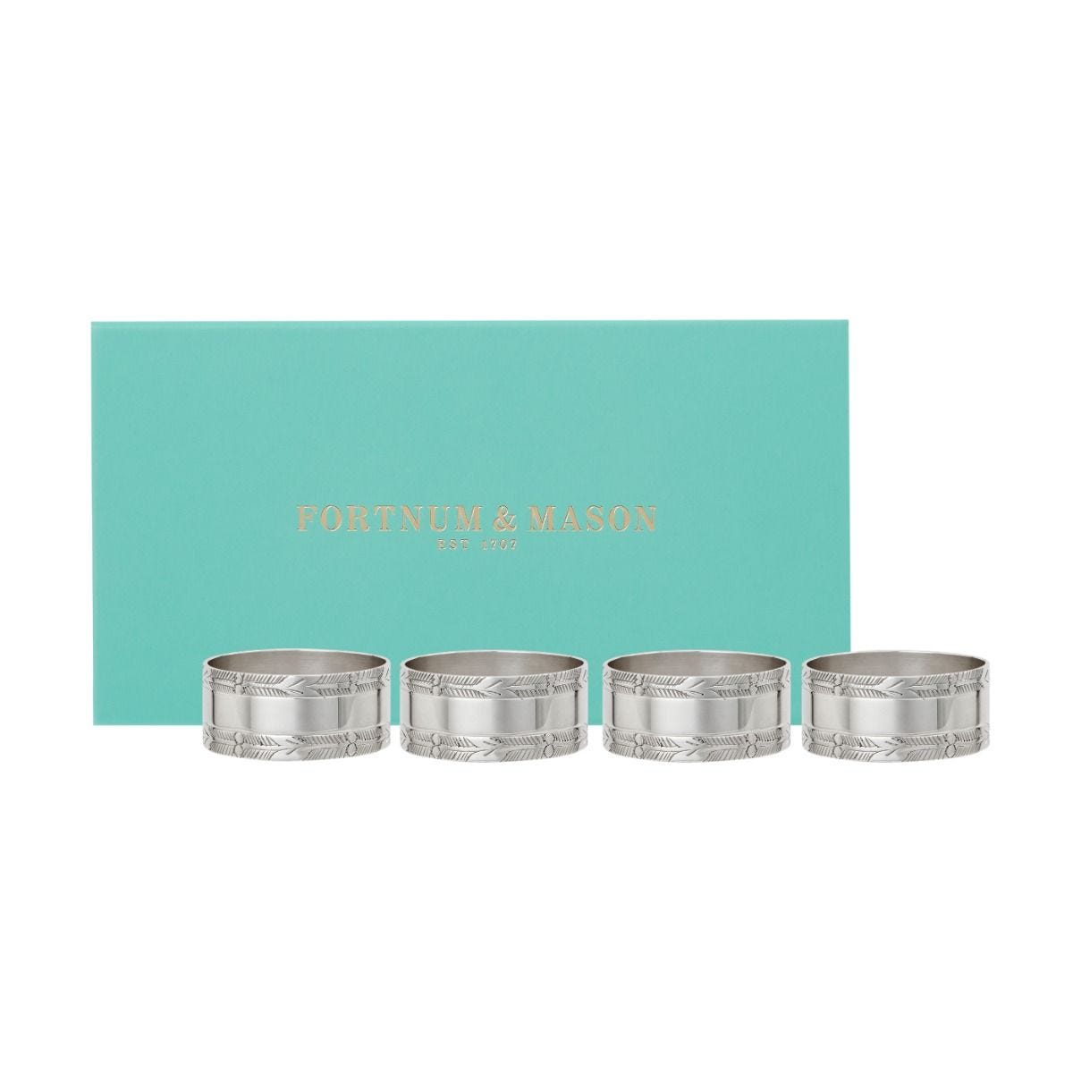 Fortnum's silver plated napkin rings set of four (British brand)