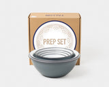 Falcon Enamelware six-piece prep set in grey, imported from the UK