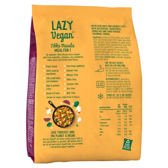 Lazy Vegan Tikka Masala Ready Meal   400g