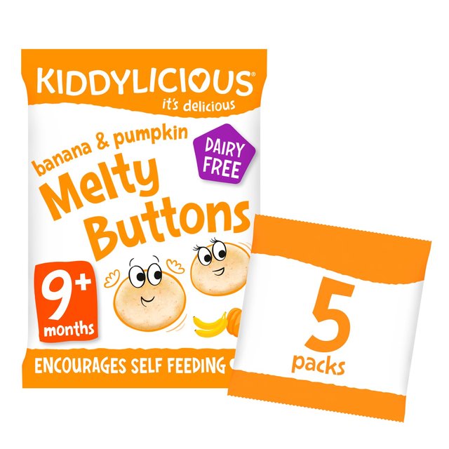 Kiddylicious Banana &amp; Pumpkin Melty Buttons Baby Snacks Multi   5 x 6g