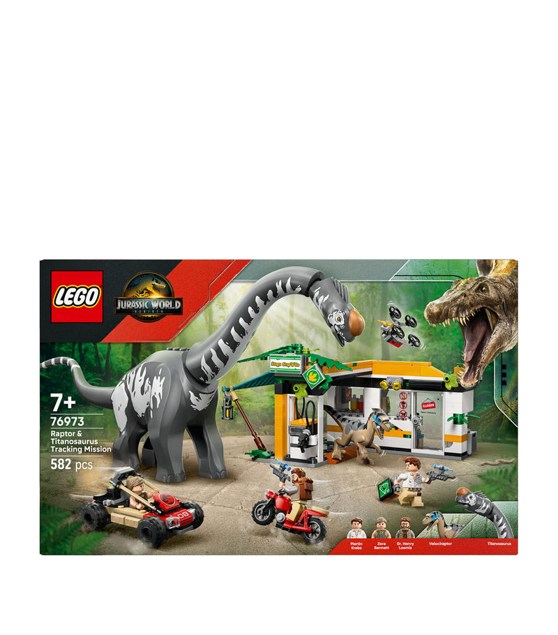 Lego Jurassic World Raptor and Titanosaurus Tracking Mission building set 582 pieces, UK version