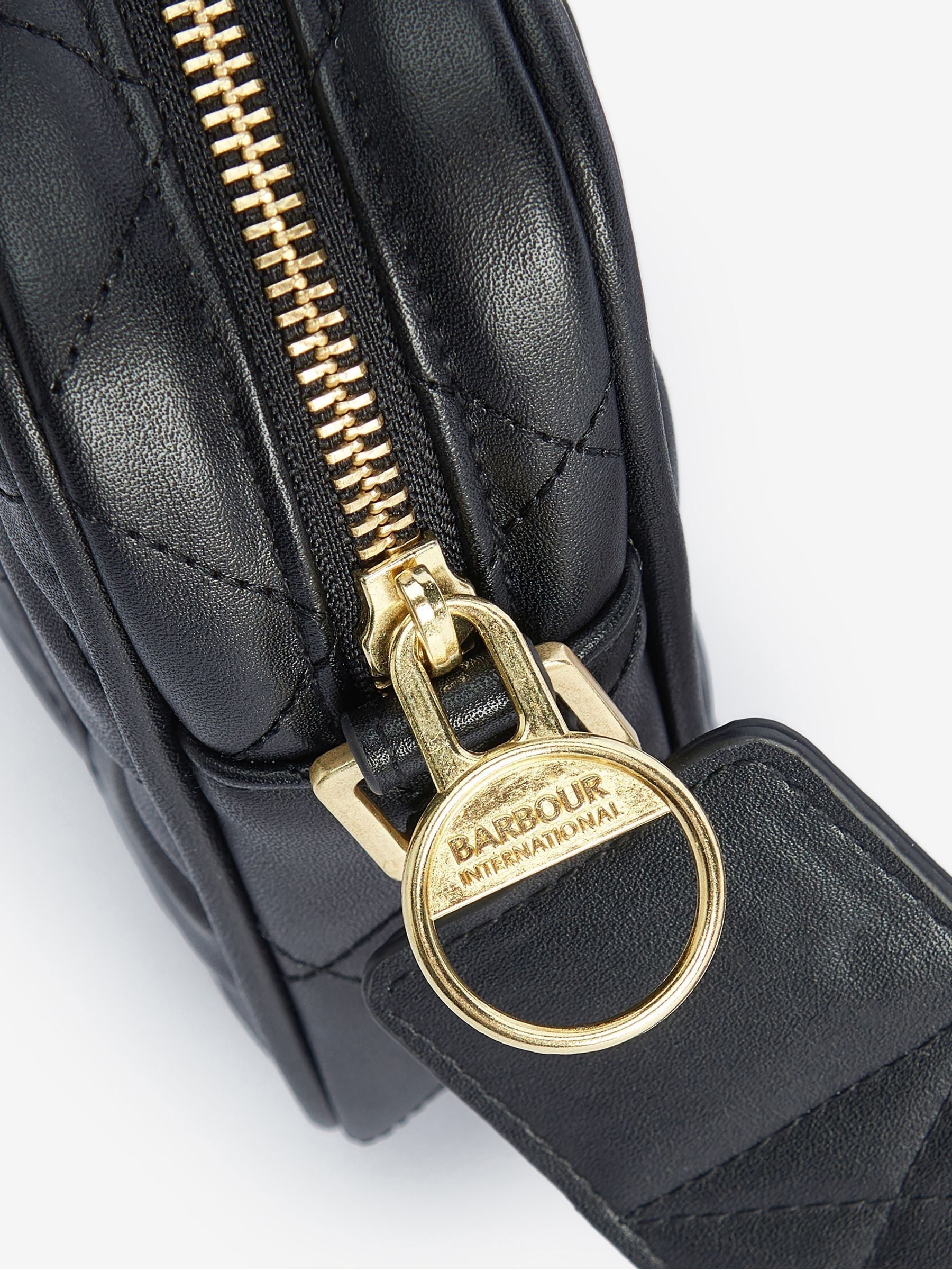 Barbour International black quilted Sloane crossbody bag (British brand)