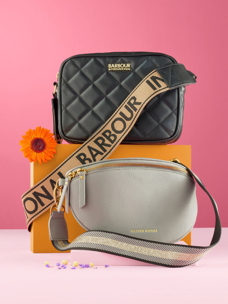 Barbour International black quilted Sloane crossbody bag (British brand)