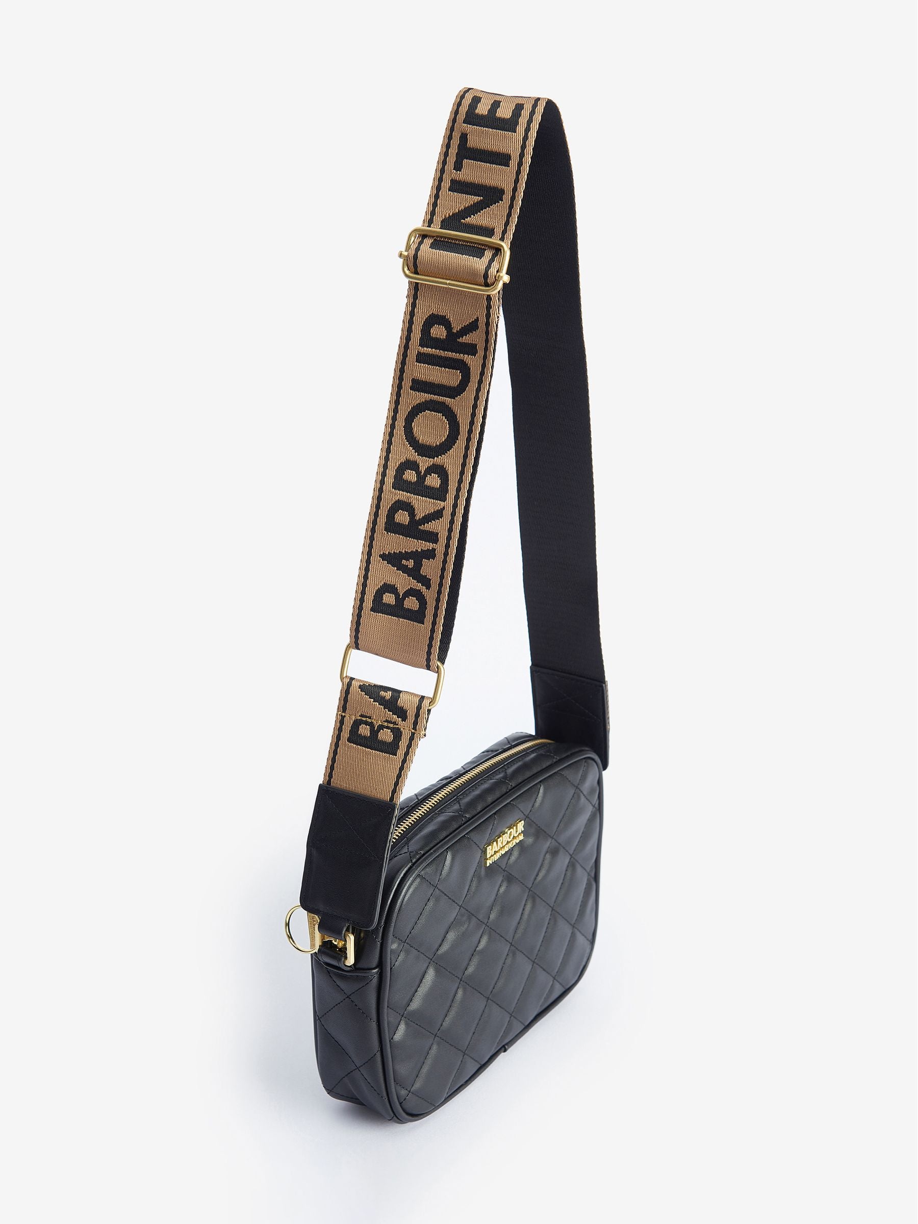 Barbour International black quilted Sloane crossbody bag (British brand)