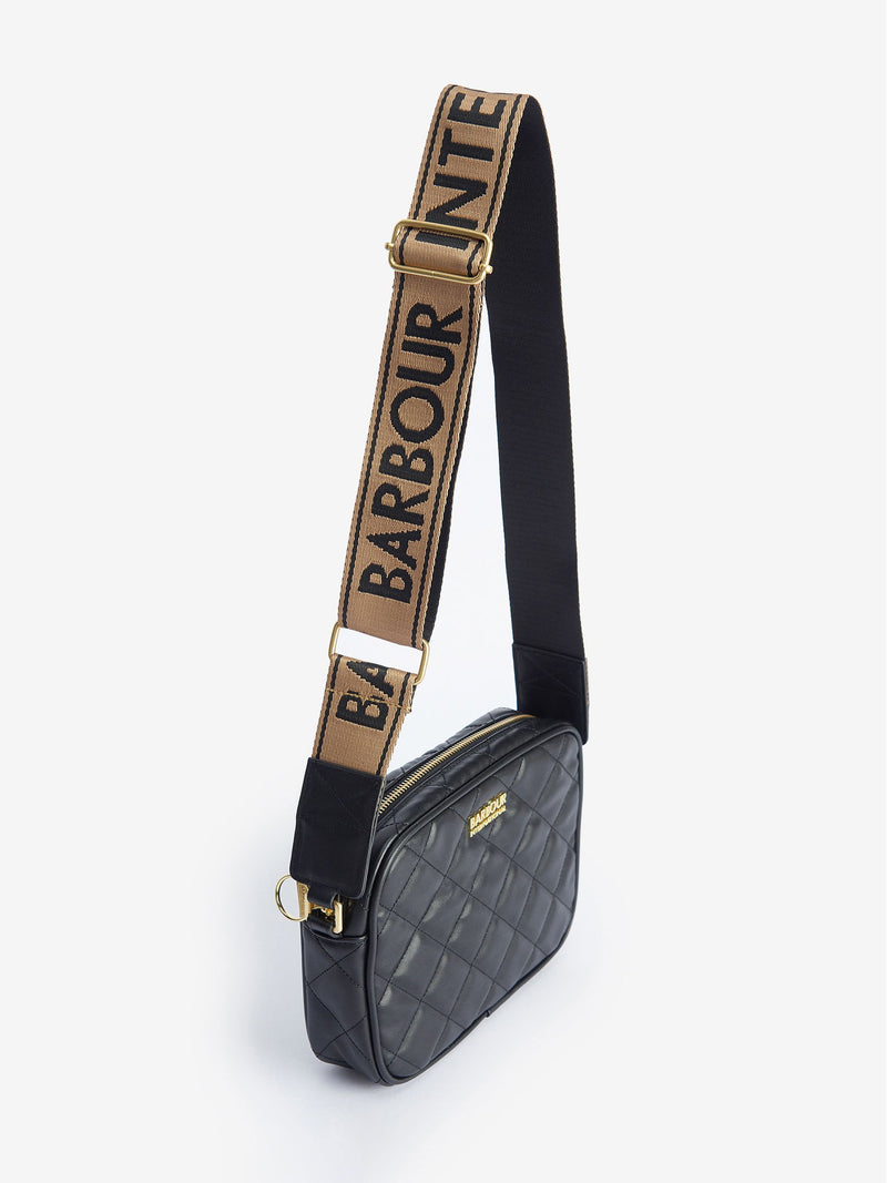 Barbour International black quilted Sloane crossbody bag (British brand)
