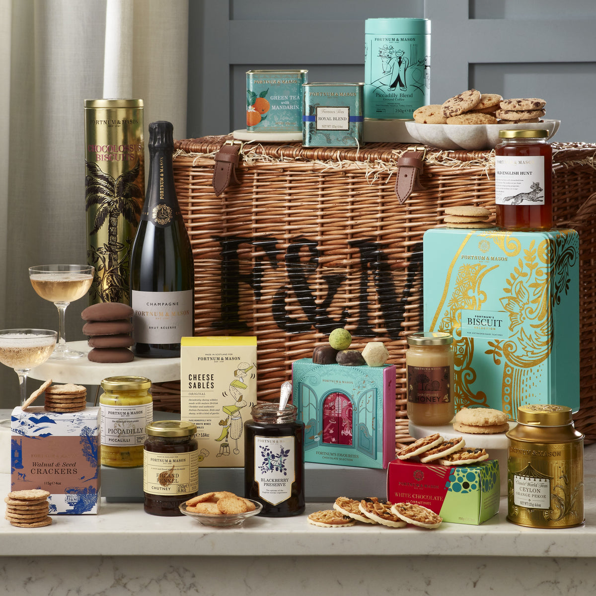 Fortnum's Grosvenor Hamper wicker gift basket (British brand)