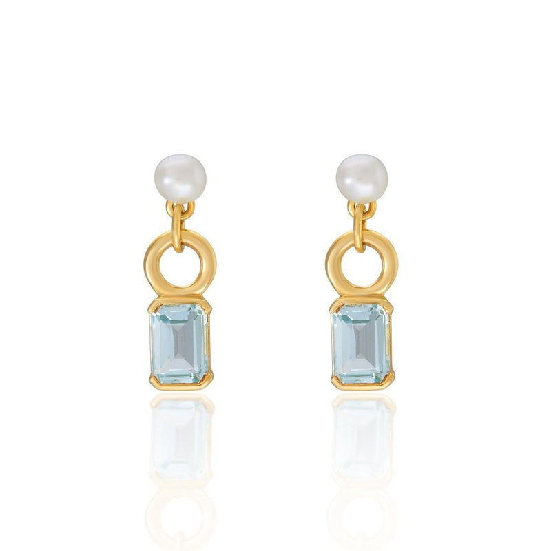 Laura Vann Elena earrings with pearl and blue topaz (British brand)
