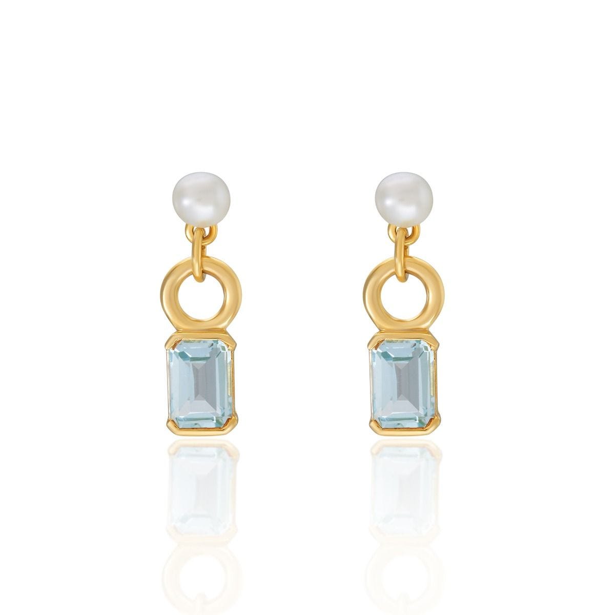 Laura Vann Elena earrings with pearl and blue topaz (British brand)