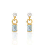 Laura Vann Elena earrings with pearl and blue topaz (British brand)