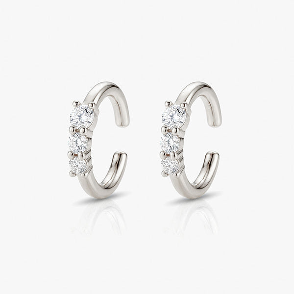 MUCHV sterling silver ear cuffs with cubic zirconia stones - British product