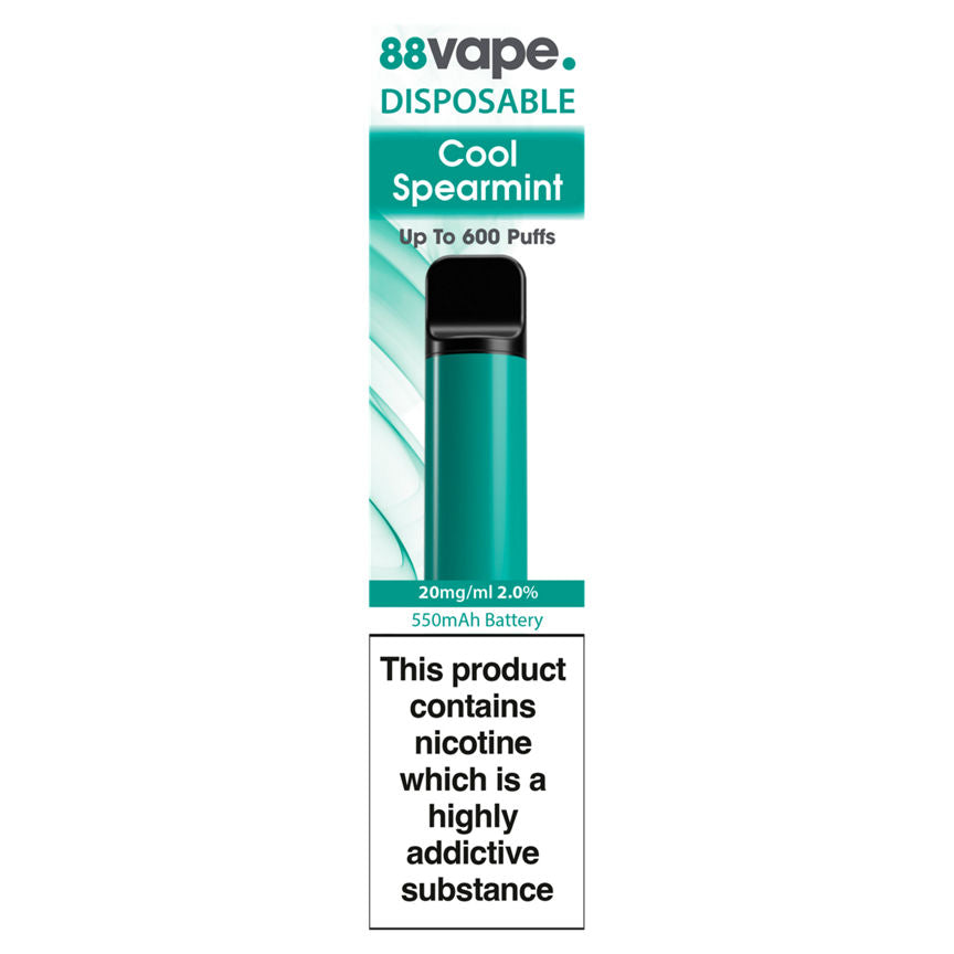 88Vape Disposable Cool Spearmint 600 Puffs GOODS ASDA   