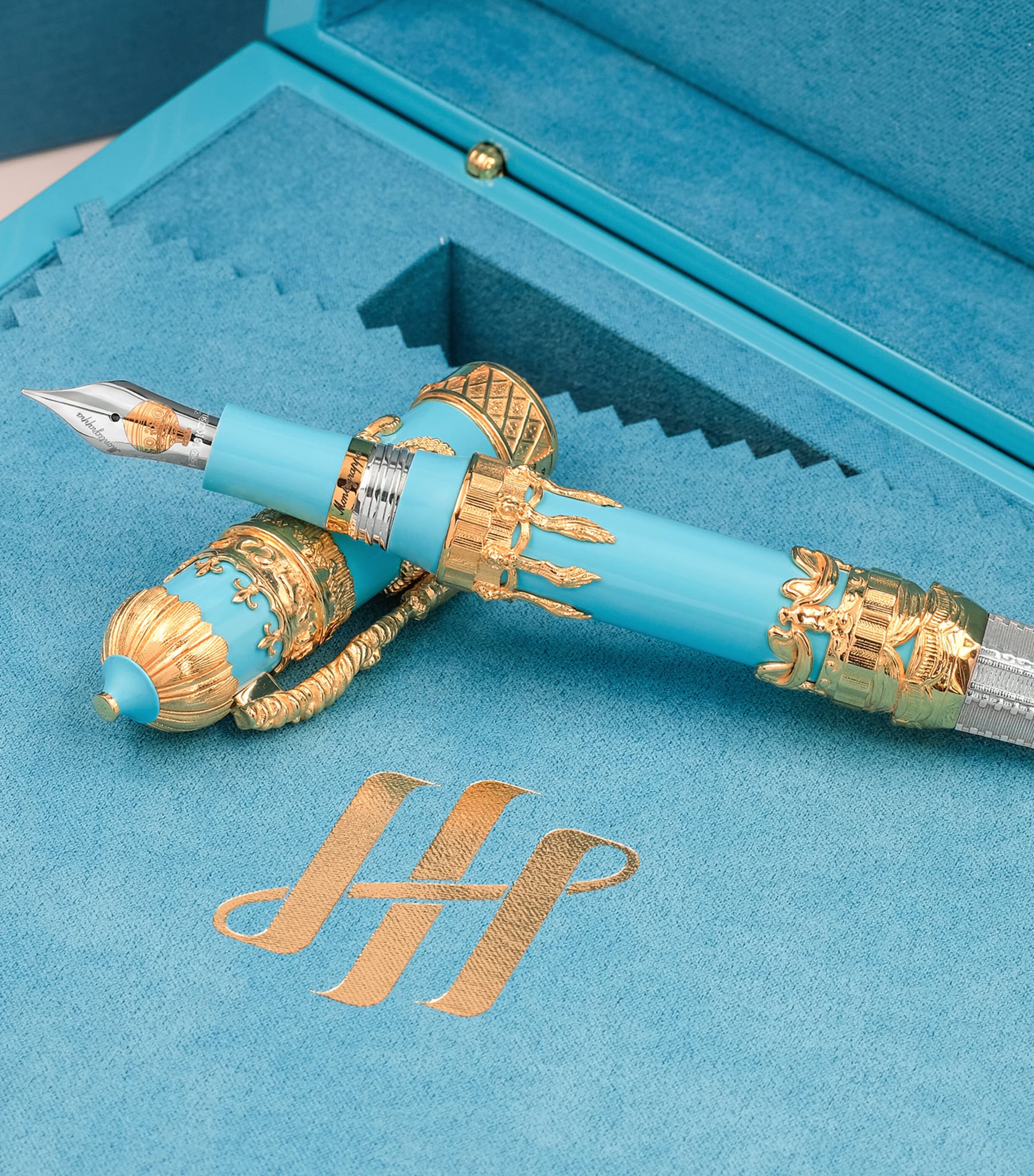 Montegrappa resin and yellow gold Montgolfier fountain pen, imported from the UK