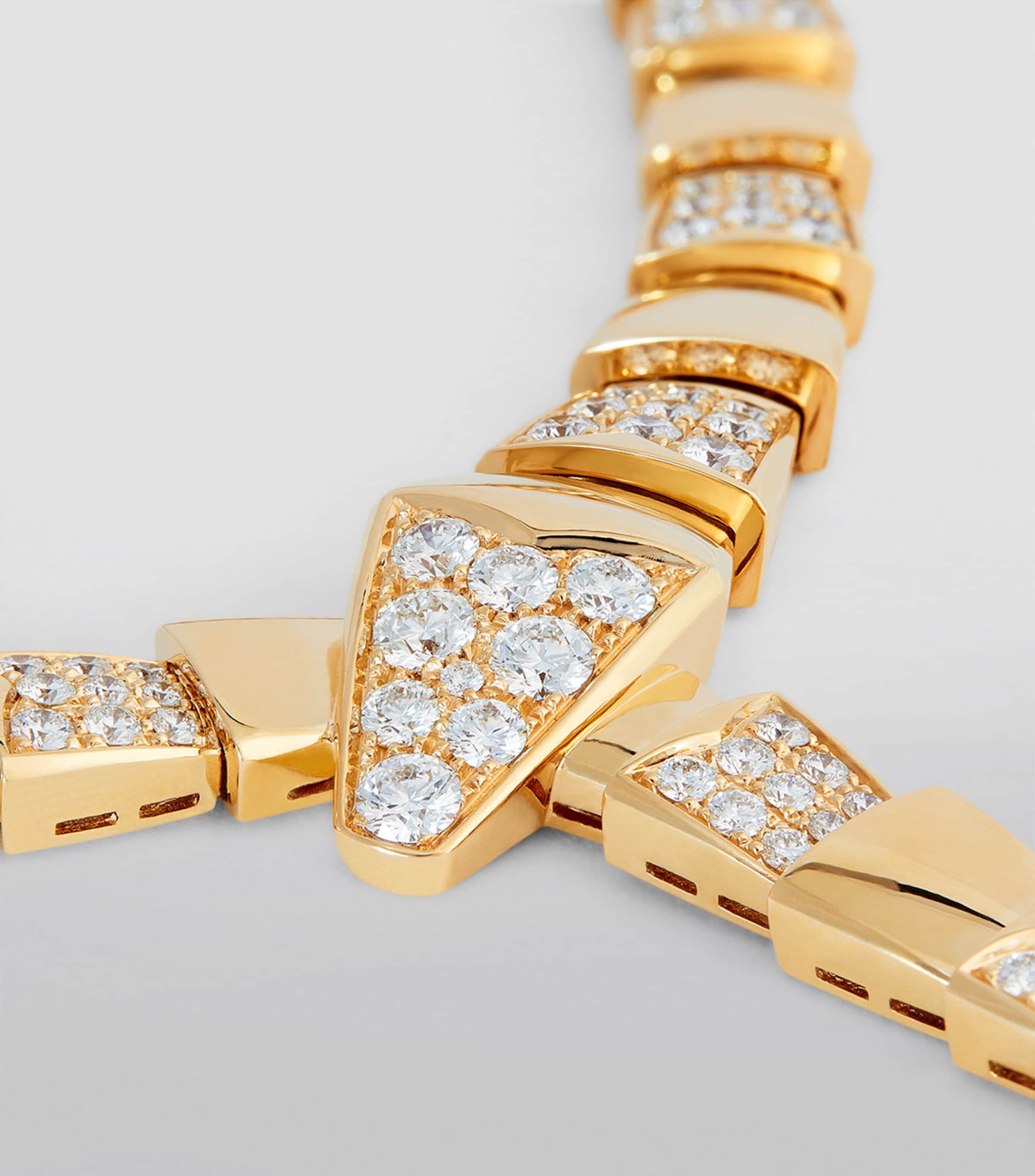 Bvlgari yellow gold and diamond Serpenti Scaglie necklace - British product