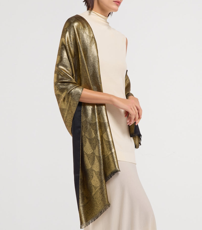 Bvlgari silk wool Maxi Calla Metal scarf 140cm, UK version